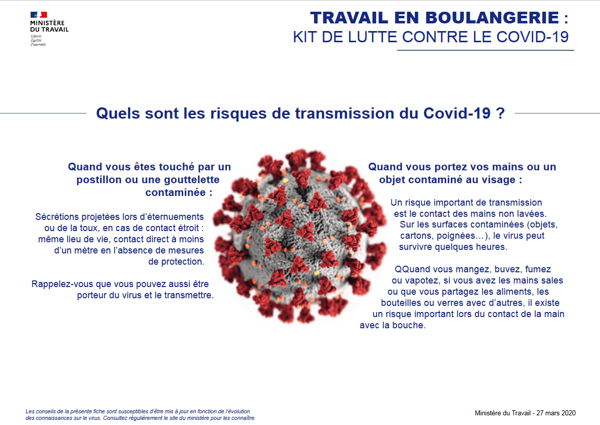Kit de lutte contre le Covid-19 : Travail en boulangerie